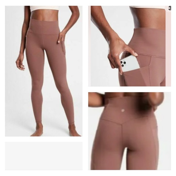 Athleta Pants - ATHLETA Salutation Stash 7/8 Tight In Mineral Brown Size XS